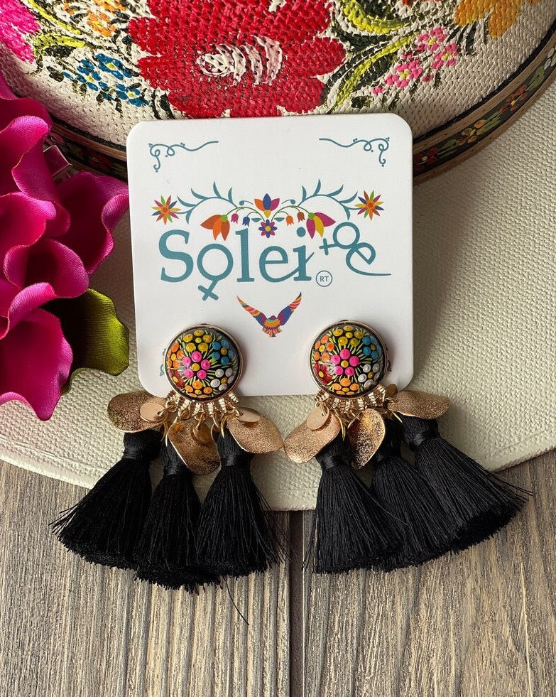 Mexican Hand Painted Floral Earrings. Aretes Susan - Solei Store