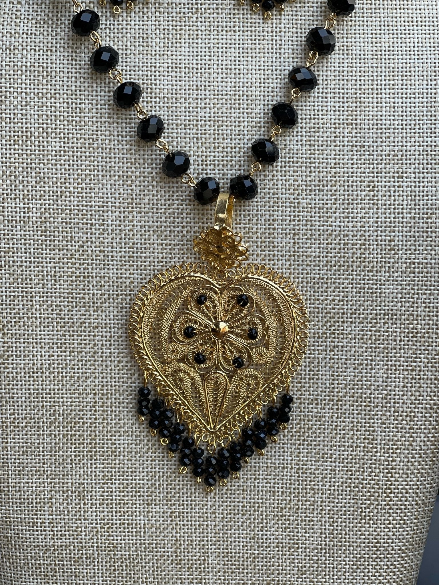 Mexican Heart Filigree Earrings and Necklace. Stone Bead Necklace. Elegant Choker Necklace. Choker Corazon - Solei Store