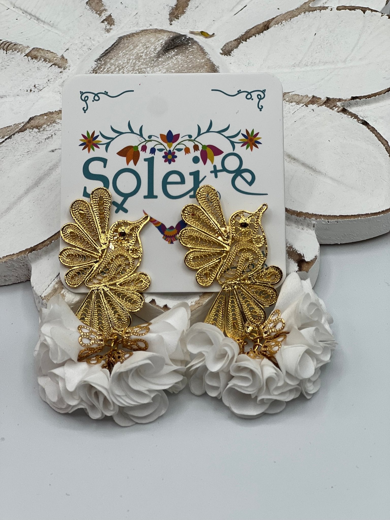 Mexican Hummingbird Filigree Earrings. Filigree Colibri Floral Earrings. - Solei Store
