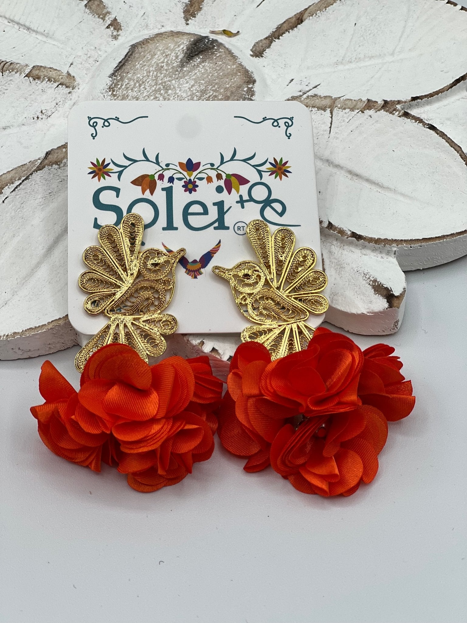 Mexican Hummingbird Filigree Earrings. Filigree Colibri Floral Earrings. - Solei Store