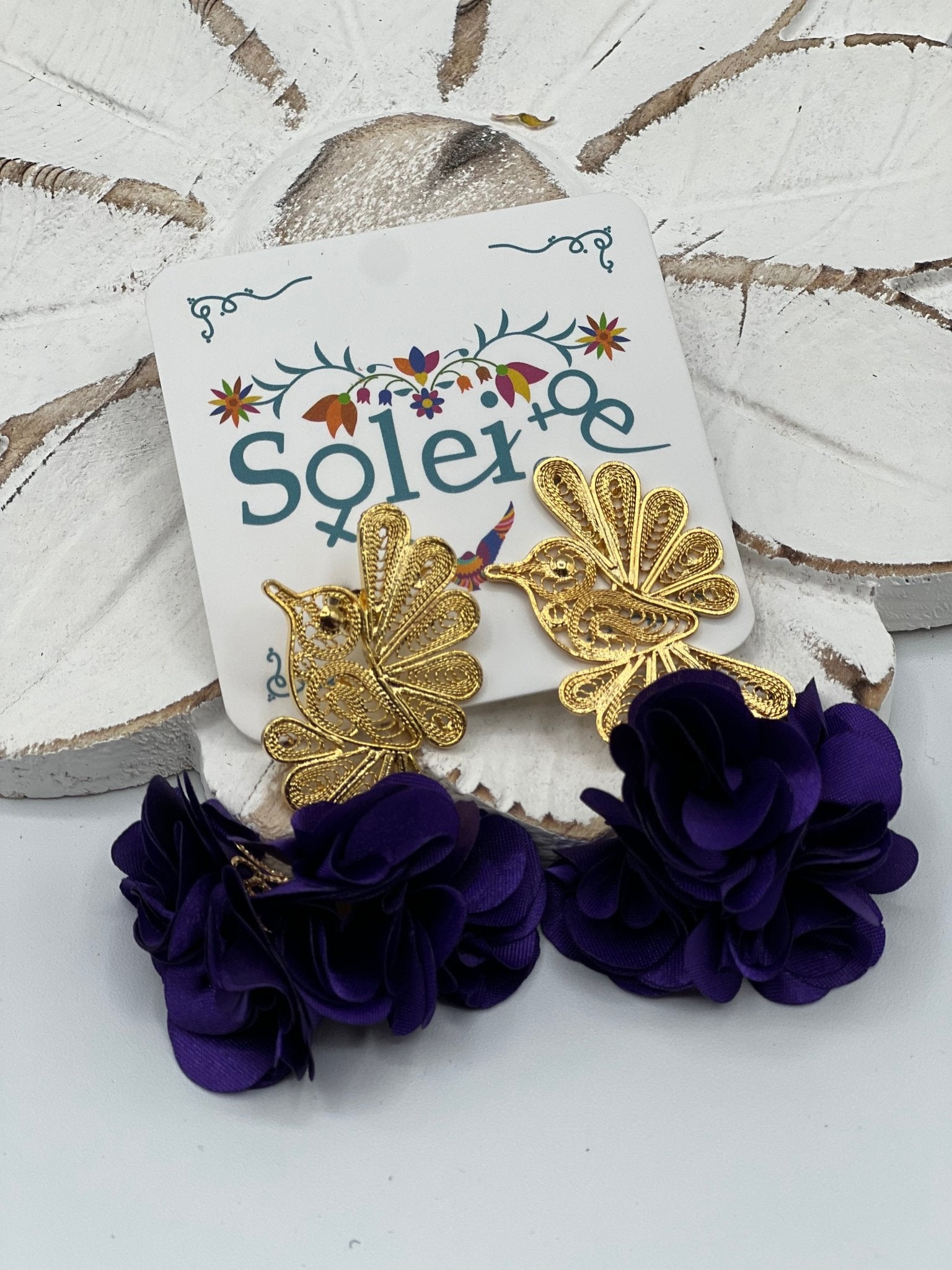 Mexican Hummingbird Filigree Earrings. Filigree Colibri Floral Earrings. - Solei Store