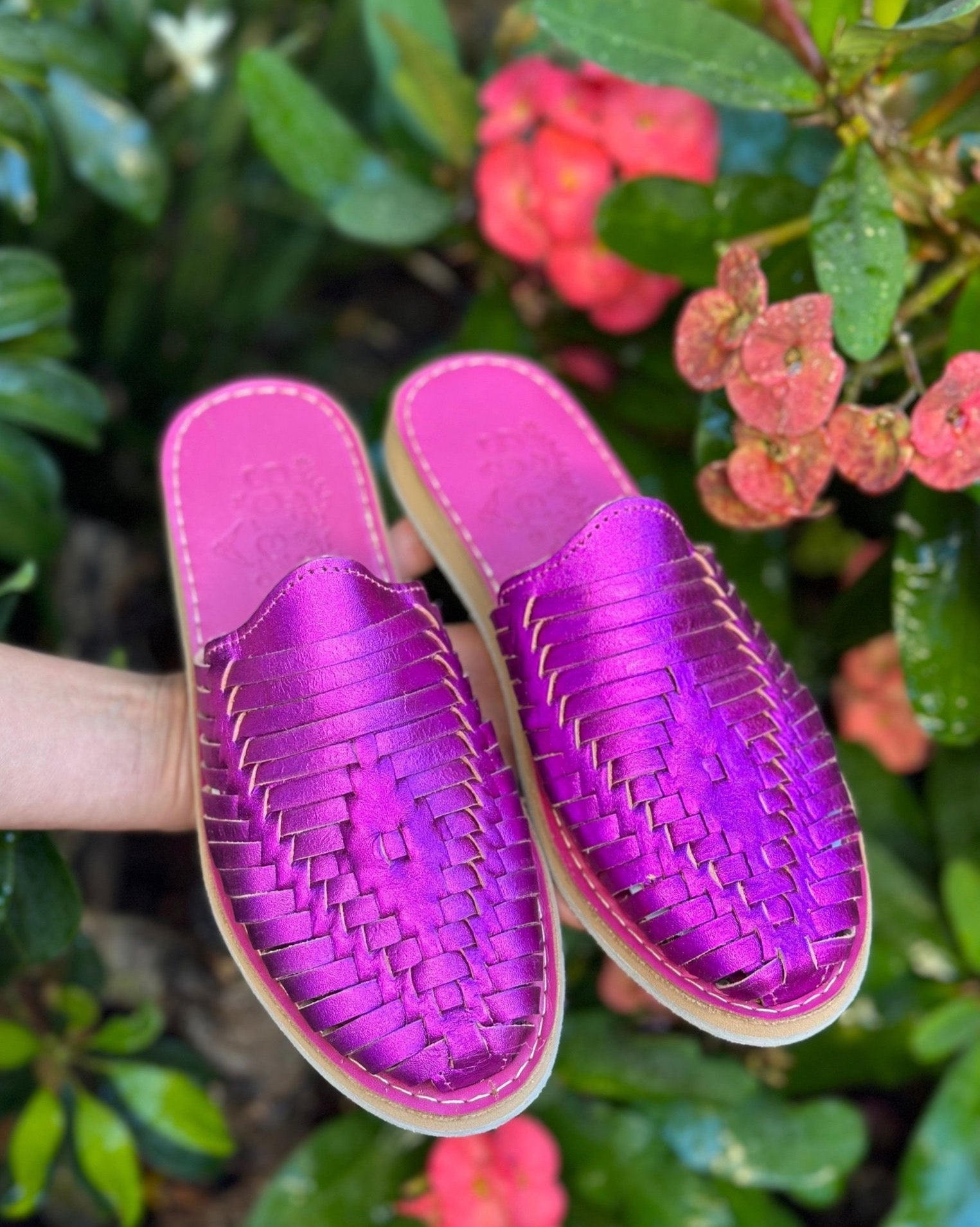 Mexican Leather Sandals. Chancla Megan Metalico. - Solei Store