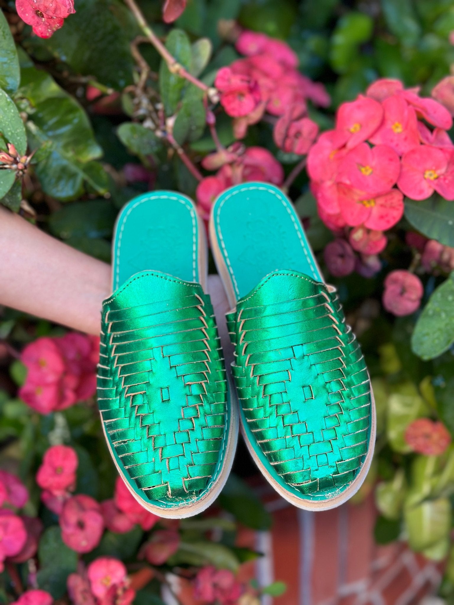 Mexican Leather Sandals. Chancla Megan Metalico. - Solei Store