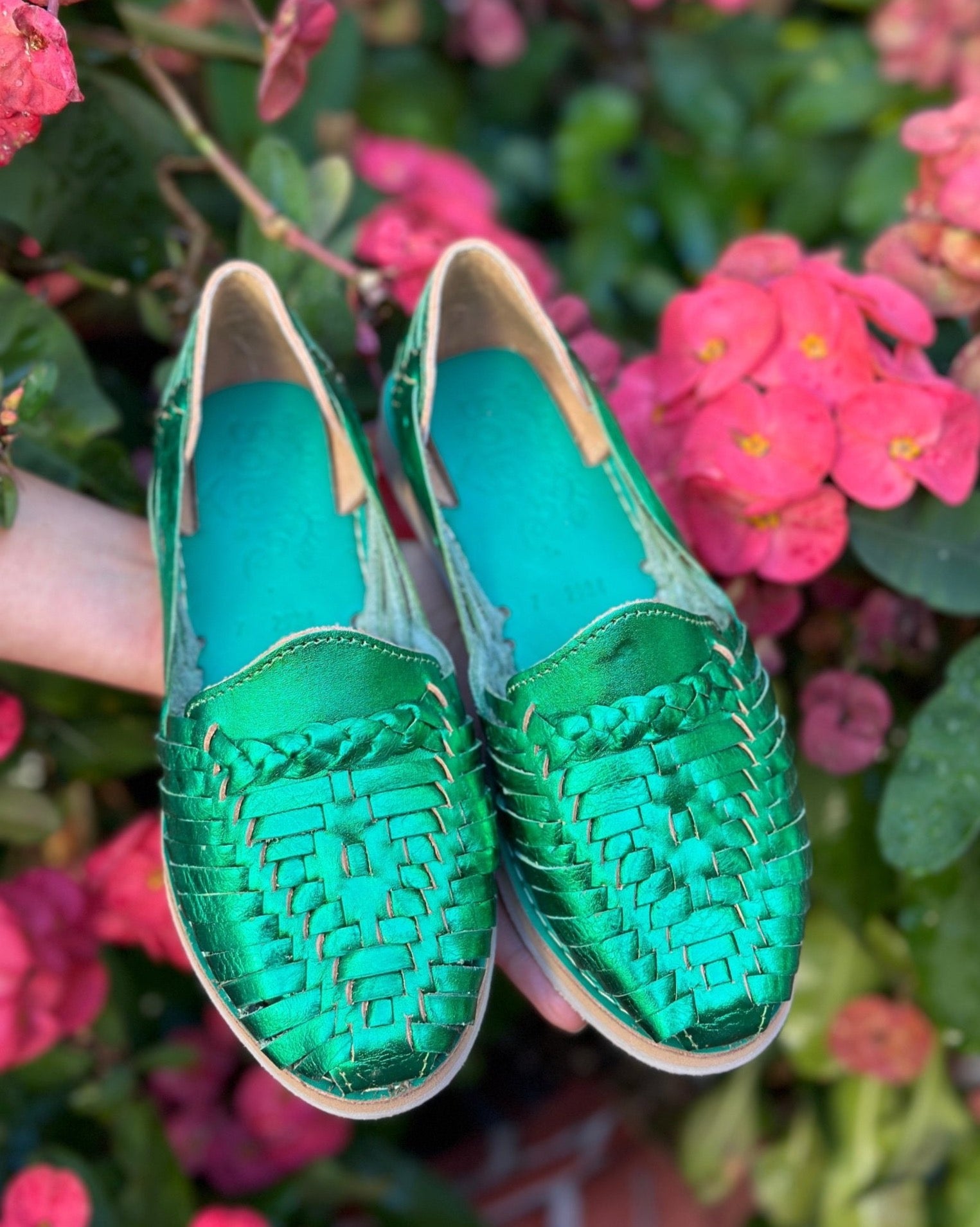 Mexican Leather Shoes. Huarache Megan Metalico. - Solei Store