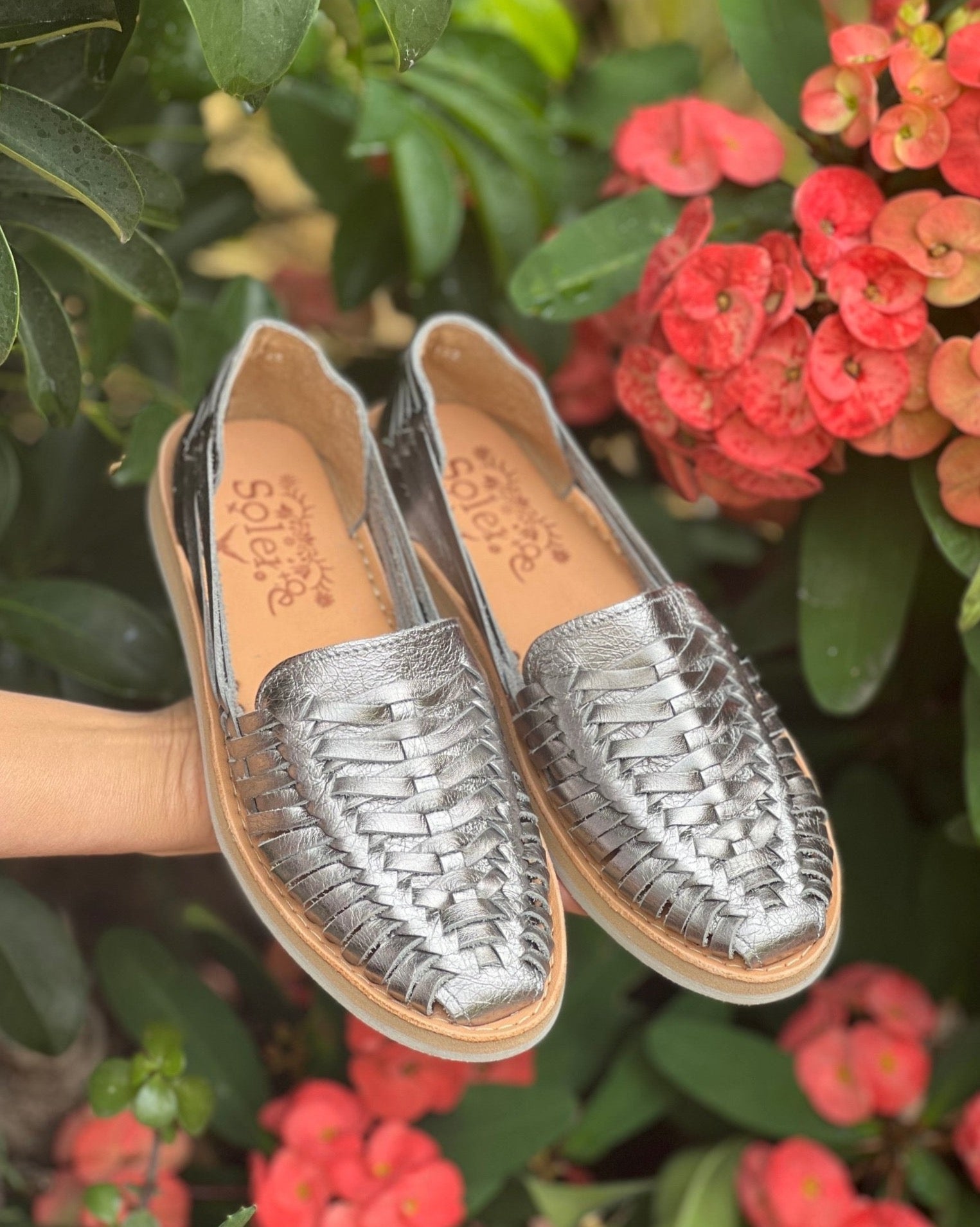 Mexican Leather Silver Huaraches. Huarache Oralia - Solei Store
