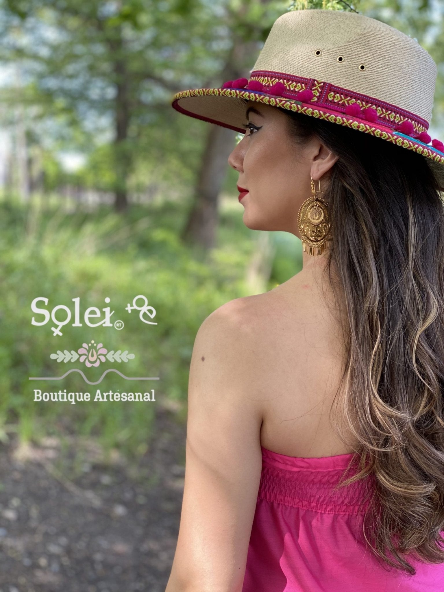 Mexican midi Strapless Dress, hand embroidered floral dress. - Solei Store