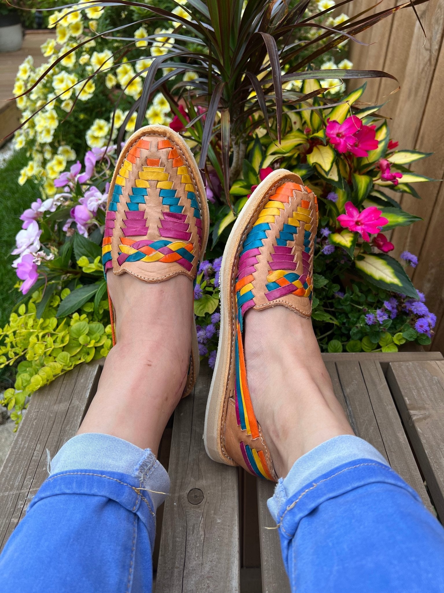 Mexican Multicolor Leather Shoes. Megan Multicolor Flats - Solei Store