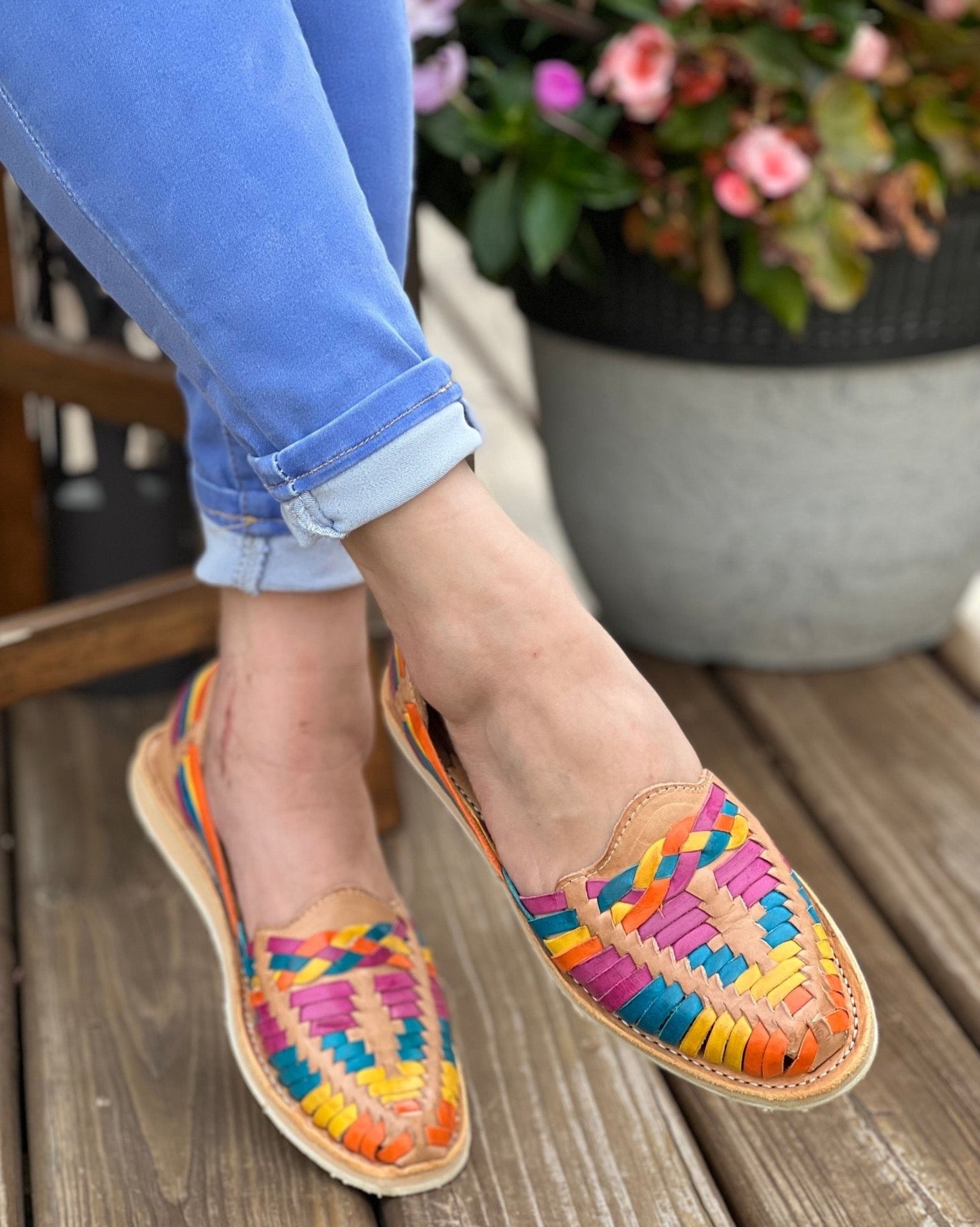 Mexican Multicolor Leather Shoes. Megan Multicolor Flats - Solei Store
