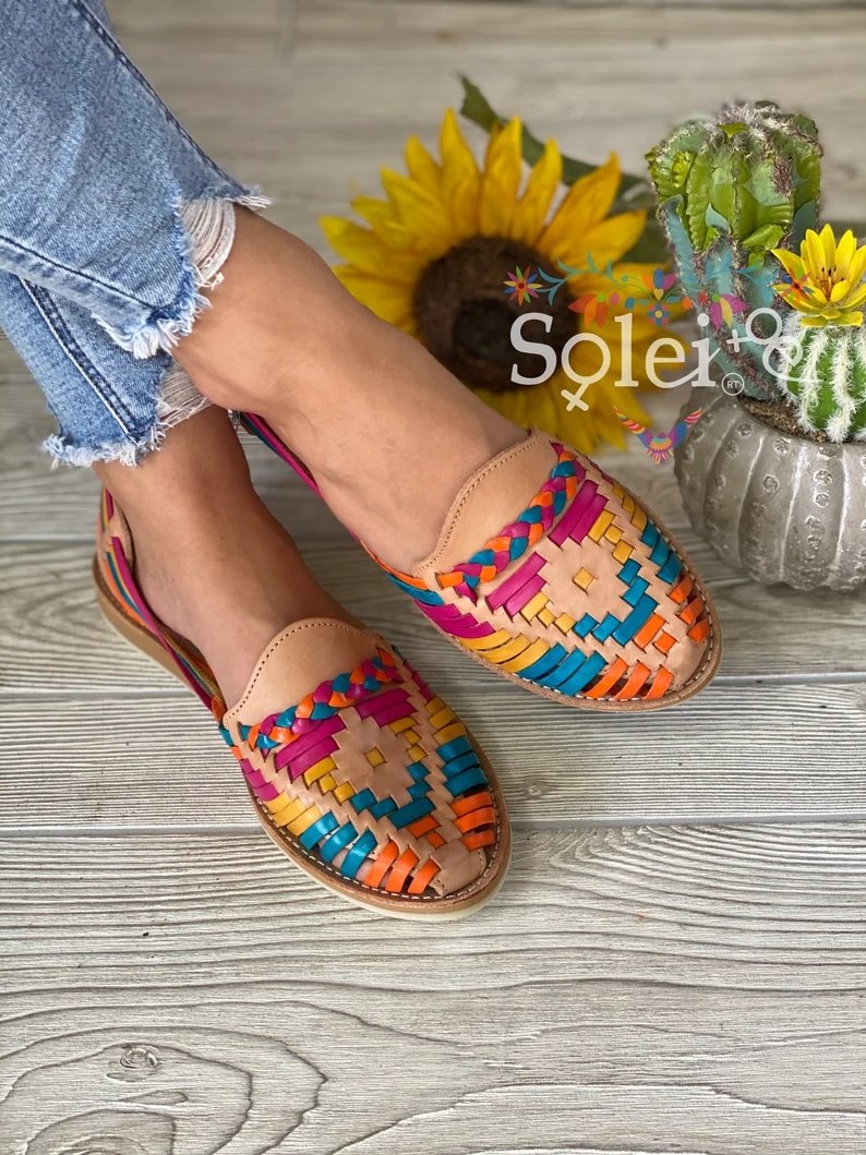 Mexican Multicolor Leather Shoes. Megan Multicolor Flats - Solei Store