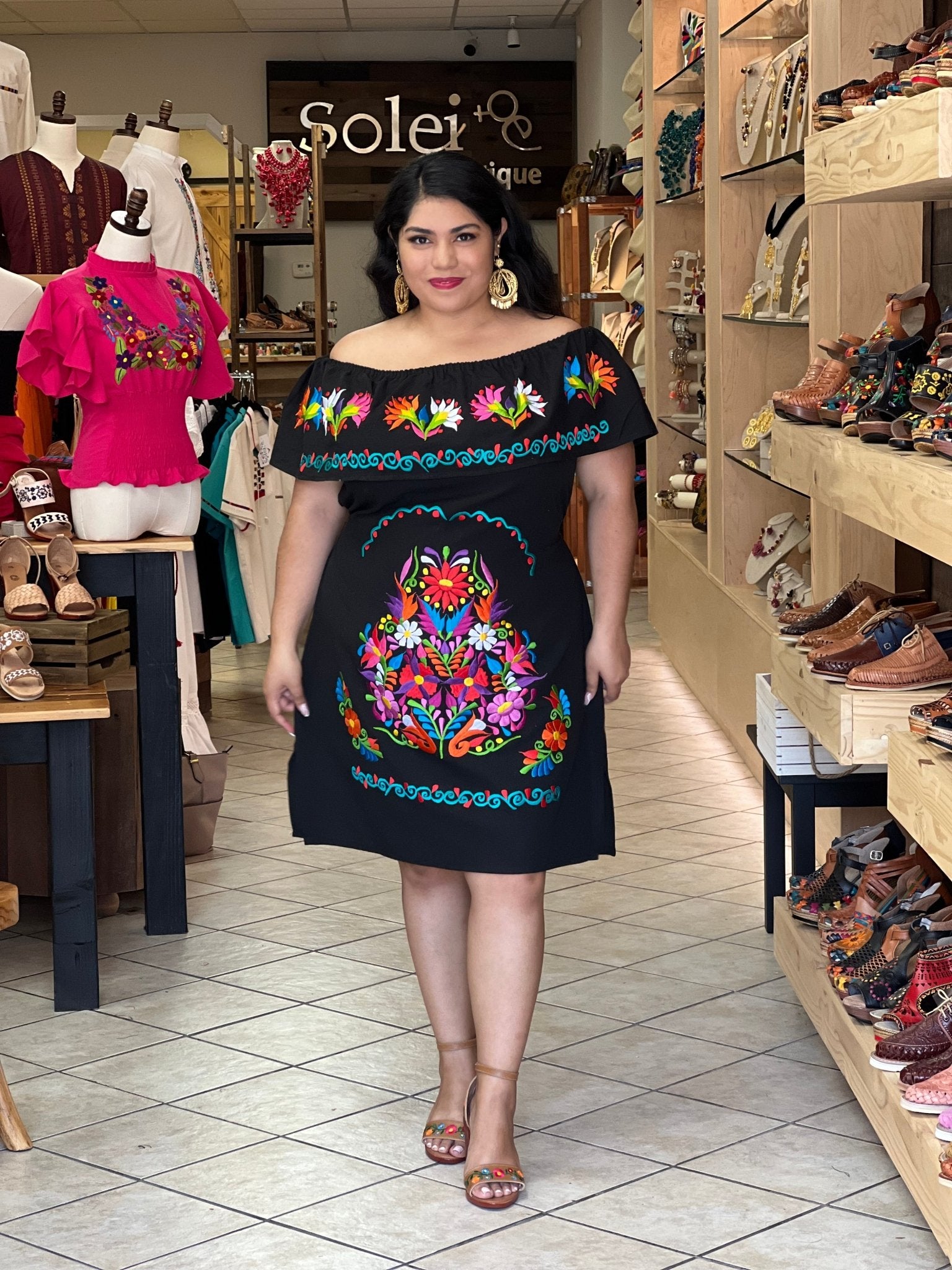 Mexican Off the Shoulder Campesino Dress. Vestido Clavel - Solei Store