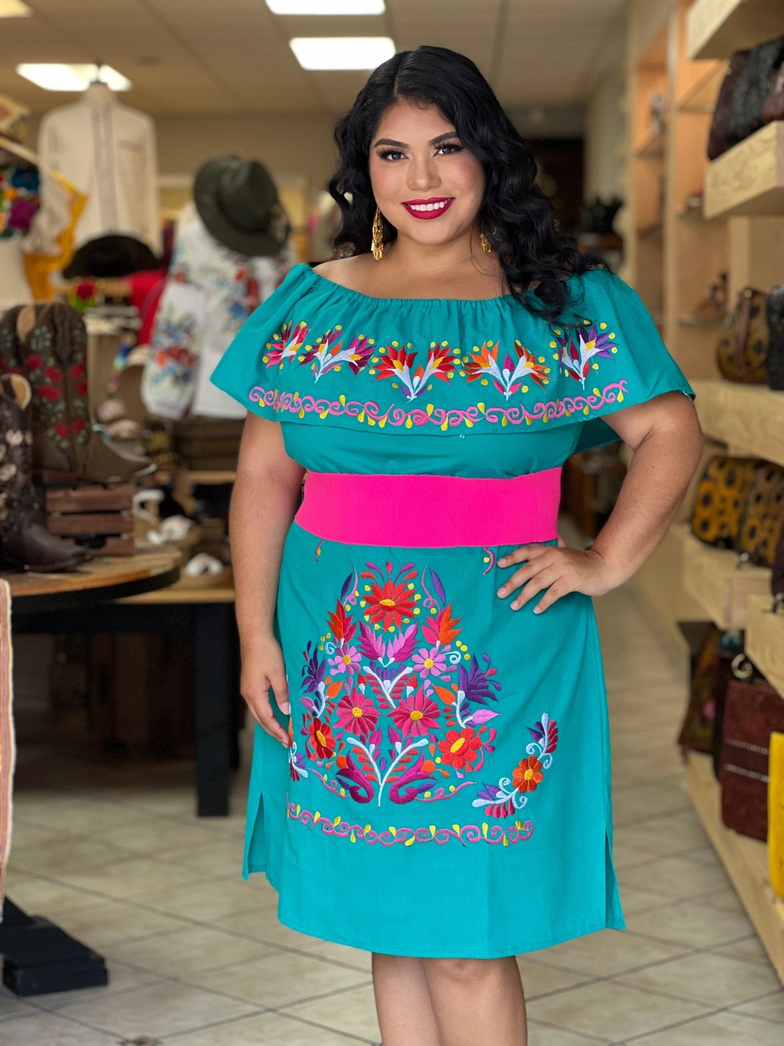 Mexican Off the Shoulder Campesino Dress. Vestido Clavel - Solei Store