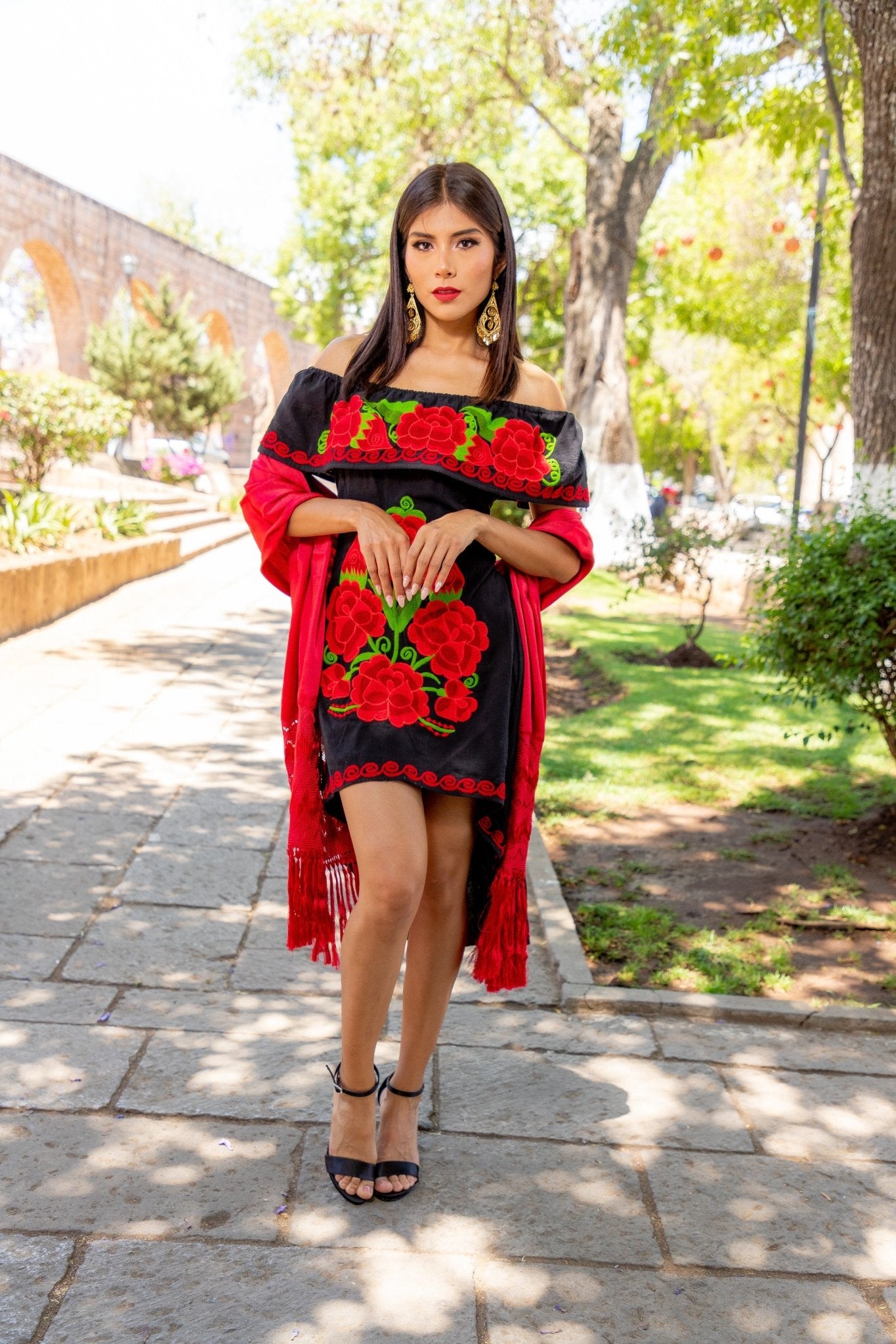 Mexican off the Shoulder Dress. Traditional Artisanal Mexican Party Dress. Rosaura Dress. - Solei Store