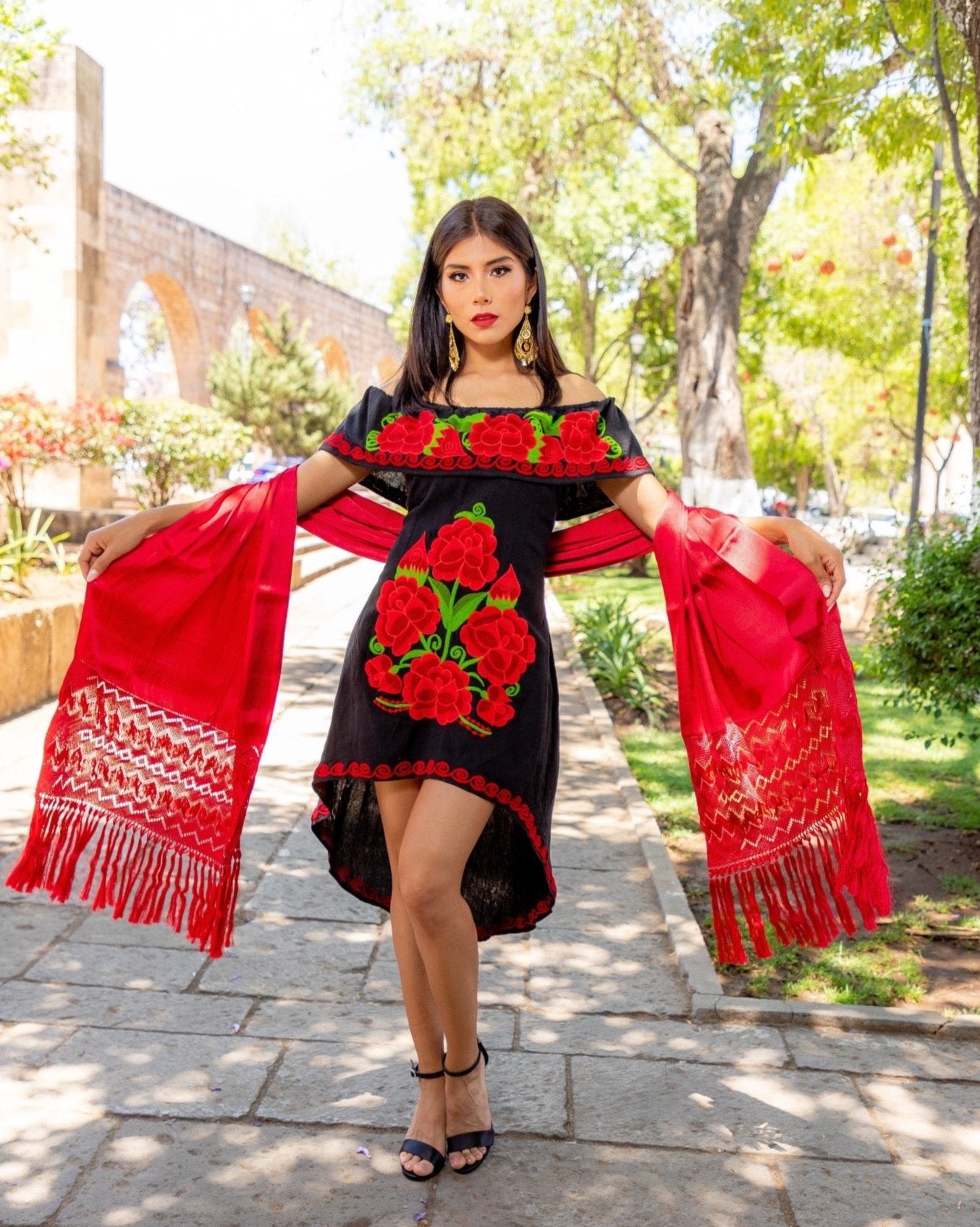 Mexican off the Shoulder Dress. Traditional Artisanal Mexican Party Dress. Rosaura Dress. - Solei Store