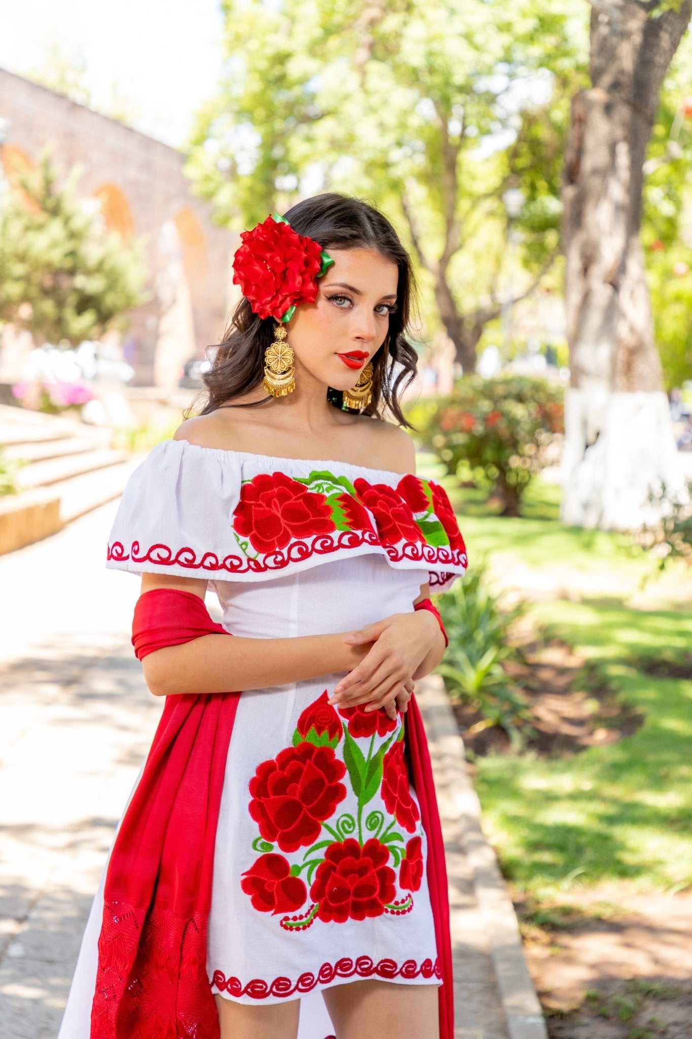 Mexican off the Shoulder Dress. Traditional Artisanal Mexican Party Dress. Rosaura Dress. - Solei Store