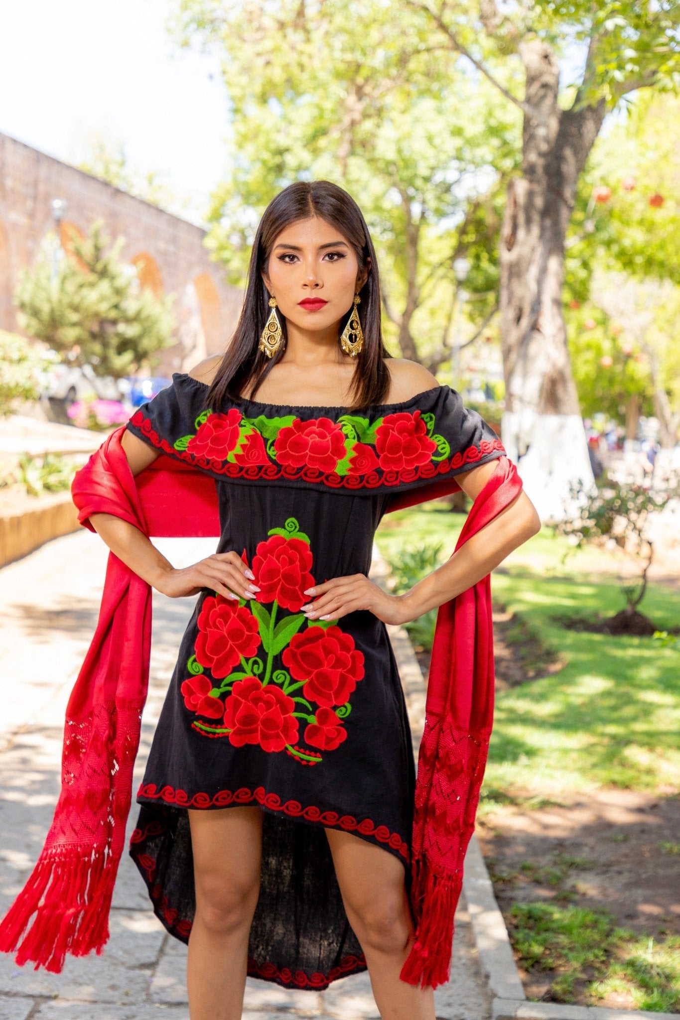 Mexican off the Shoulder Dress. Traditional Artisanal Mexican Party Dress. Rosaura Dress. - Solei Store