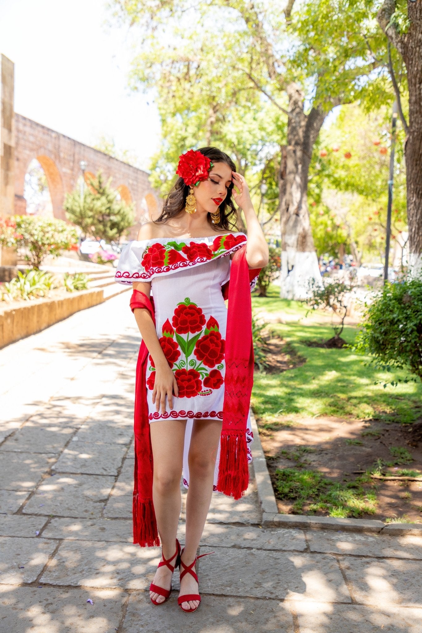 Mexican off the Shoulder Dress. Traditional Artisanal Mexican Party Dress. Rosaura Dress. - Solei Store