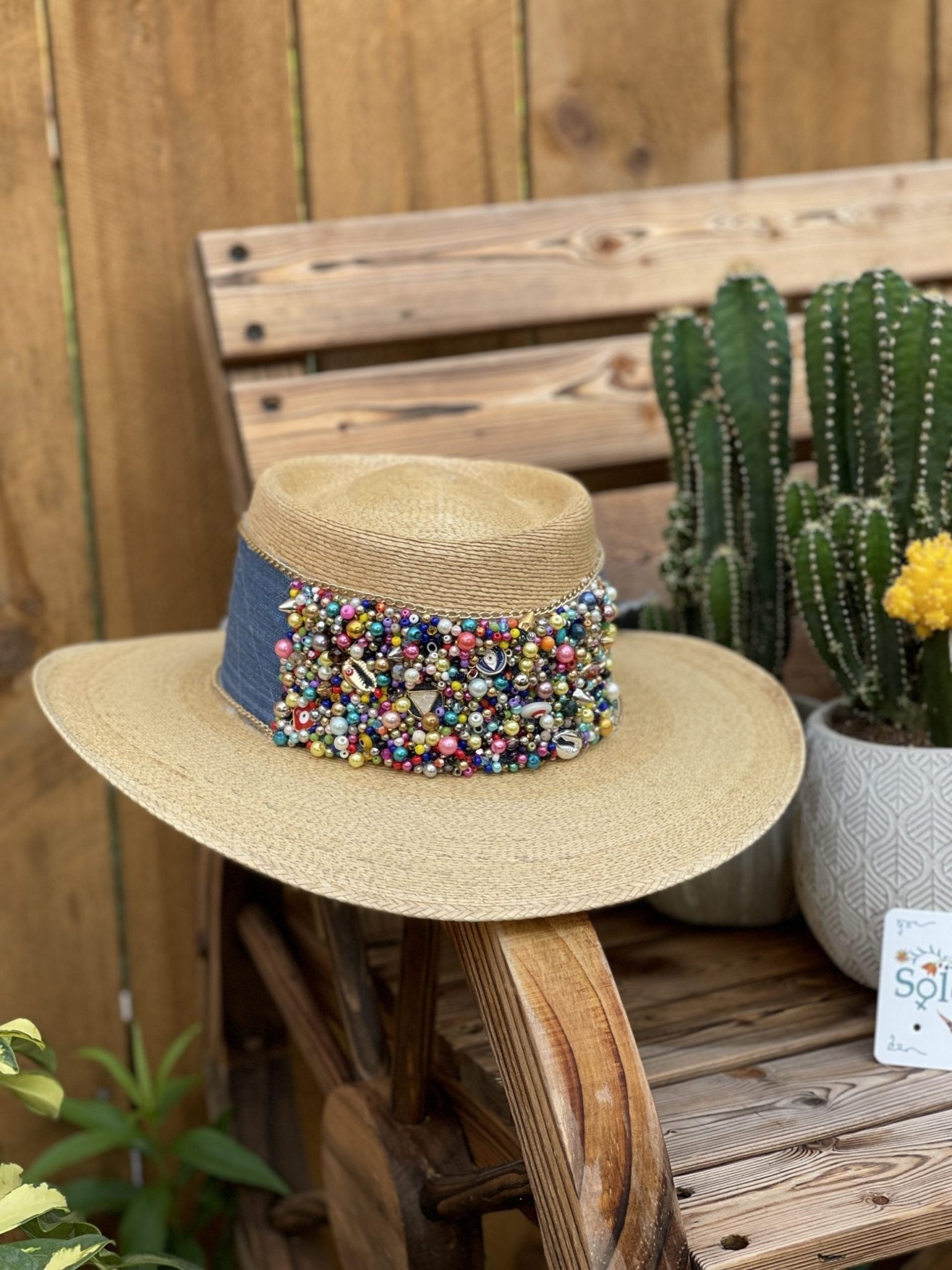 Mexican Palm Hat with Beaded Design - Solei Store