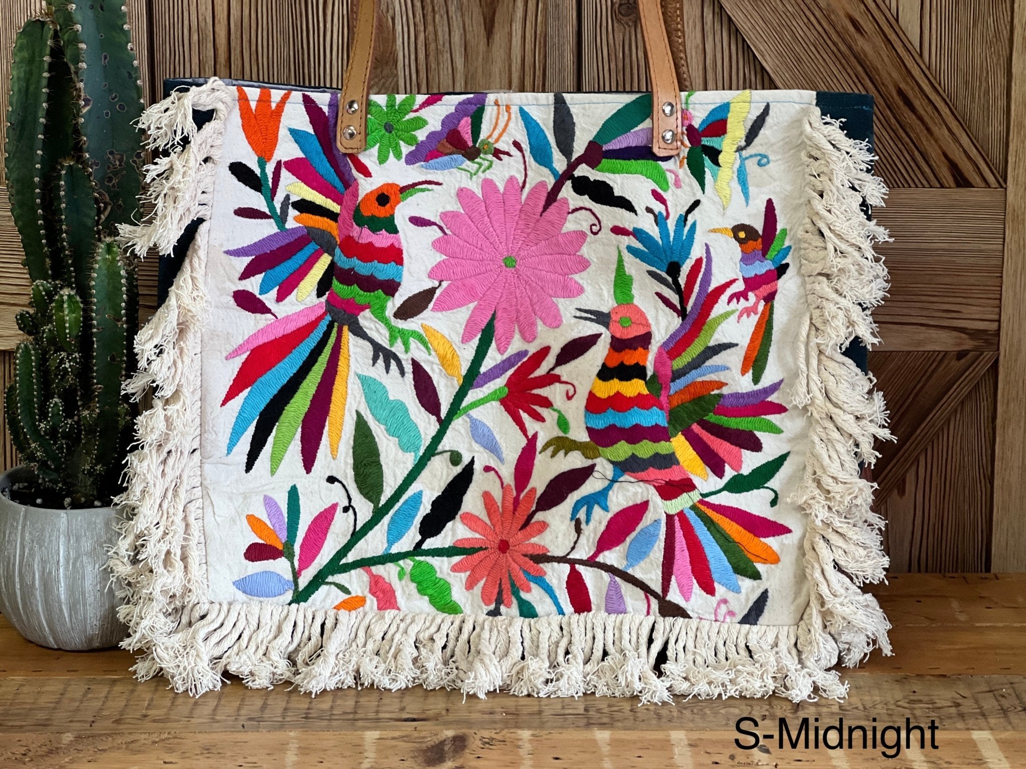 Mexican Tote Bag. Traditional Otomi Hand Embroidered Bag. Otomi Tote. - Solei Store