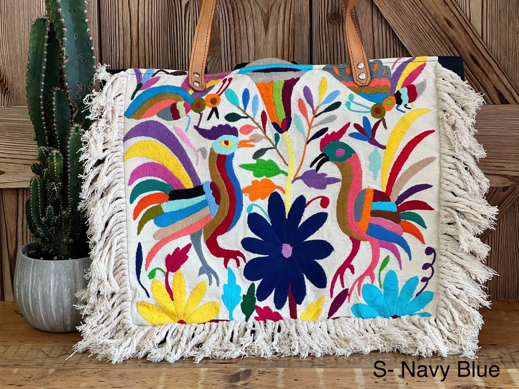 Mexican Tote Bag. Traditional Otomi Hand Embroidered Bag. Otomi Tote. - Solei Store