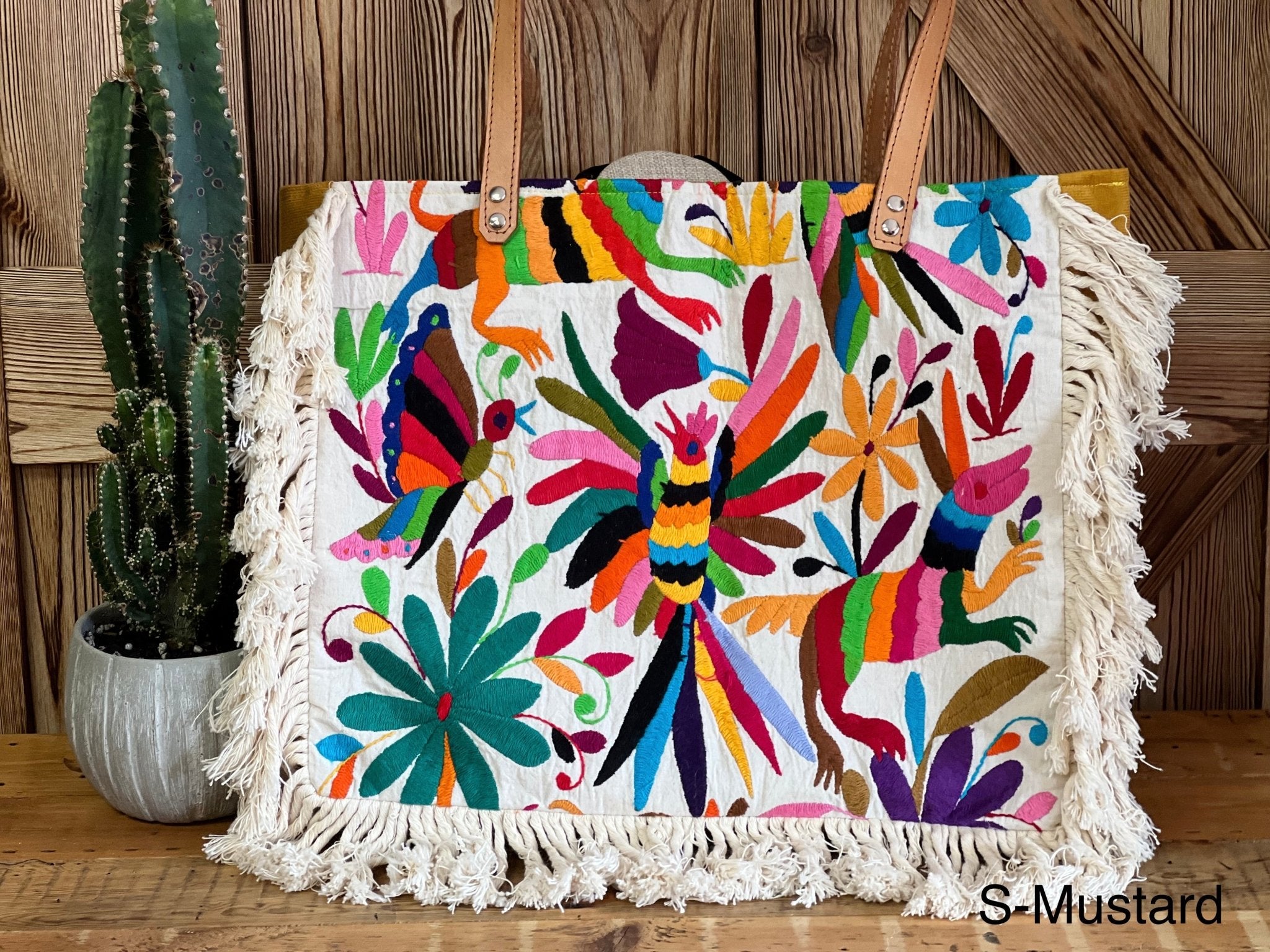 Mexican Tote Bag. Traditional Otomi Hand Embroidered Bag. Otomi Tote. - Solei Store