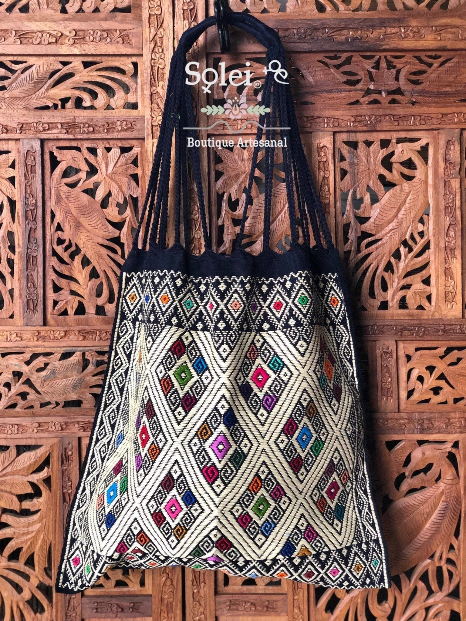 Mexican Tradicional Embroidered Morral Bag. Morral Larrainzar - Solei Store