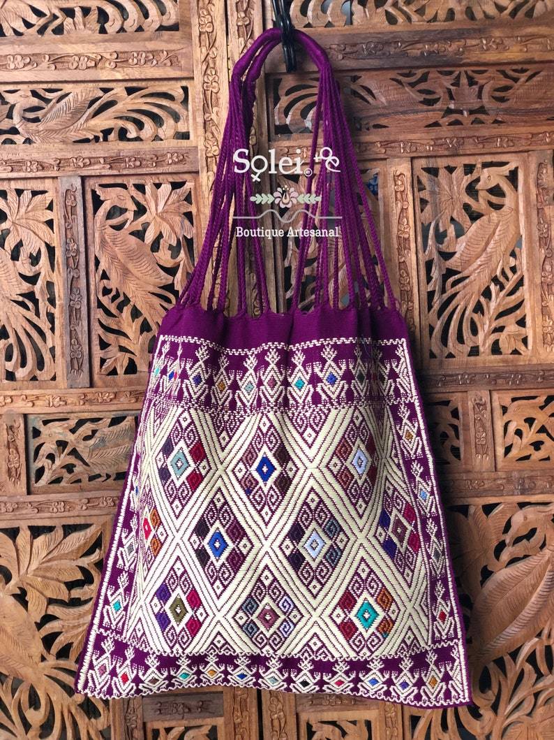 Mexican Tradicional Embroidered Morral Bag. Morral Larrainzar - Solei Store