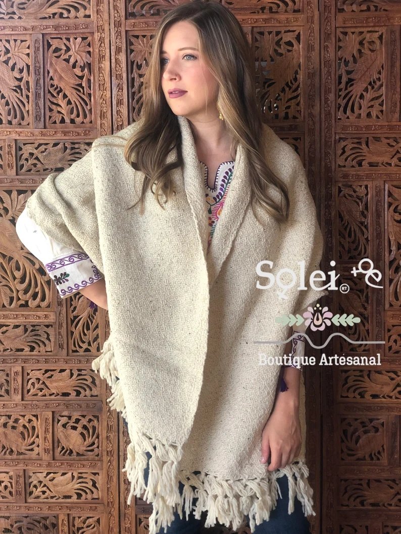 Mexican Traditional Wool Rebozo. Rebozo de Lana - Solei Store