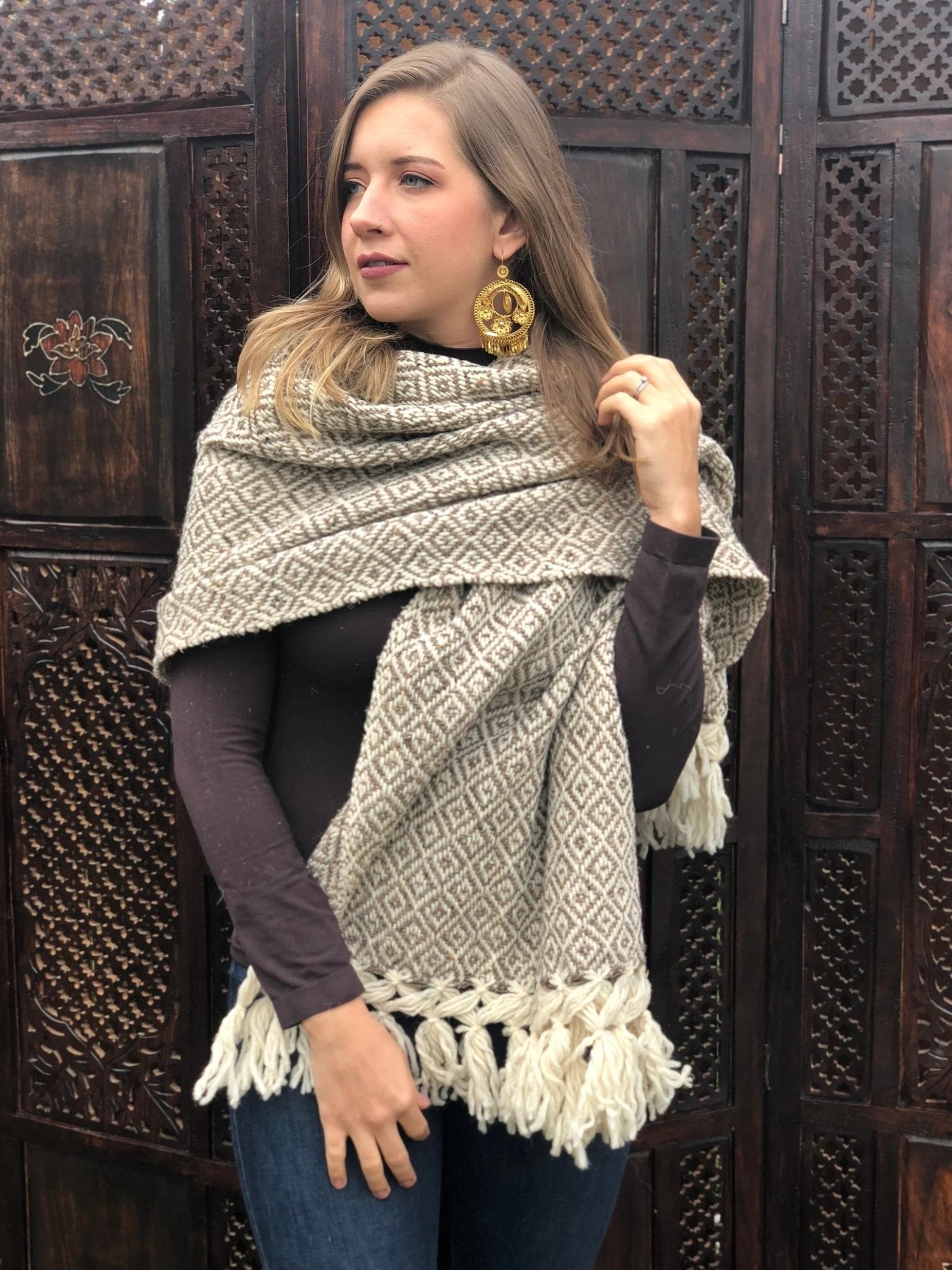 Mexican Traditional Wool Rebozo. Rebozo de Lana - Solei Store