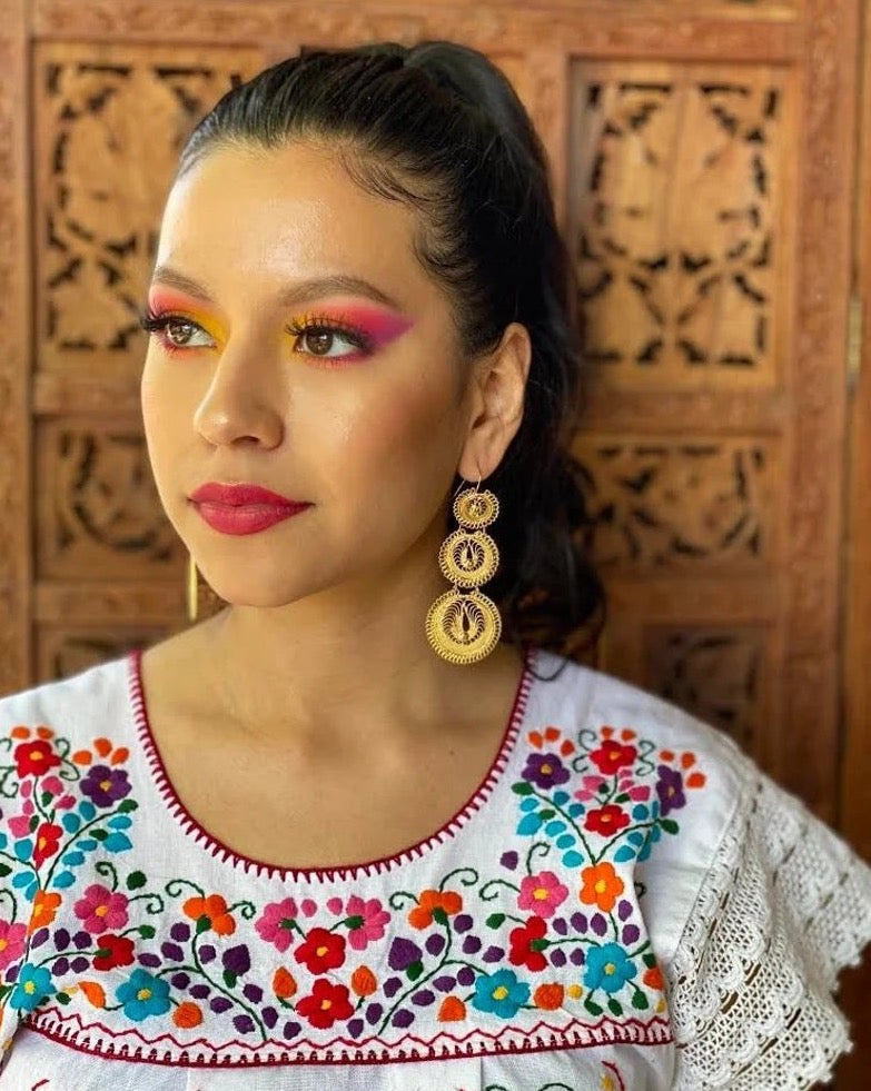 Mexicans Filigree Earrings. Gold Plated Filigree. Traditional Mexican Filigree Earrings. Arete Aros - Solei Store