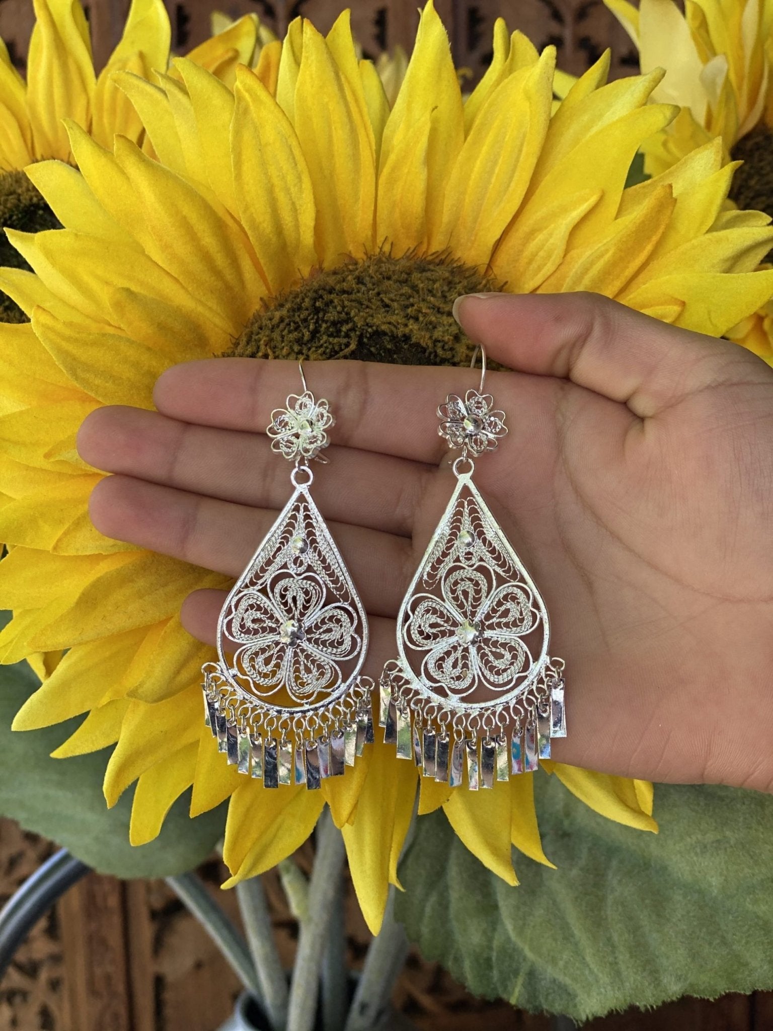 Pear Style Filigree Earrings. Filigrana Pera Margarita. - Solei Store