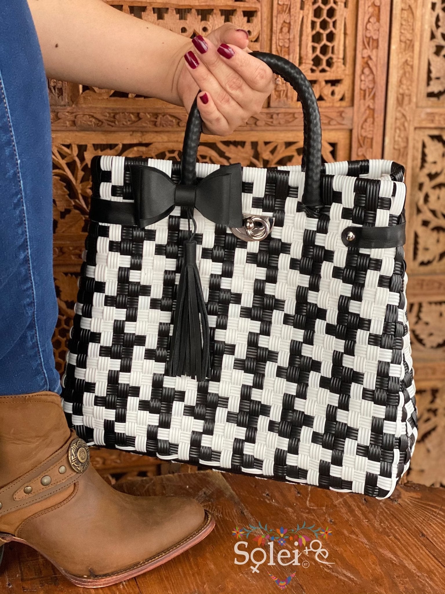 Recycled Plastic Handmade Bag. Huichol Luxe - Solei Store