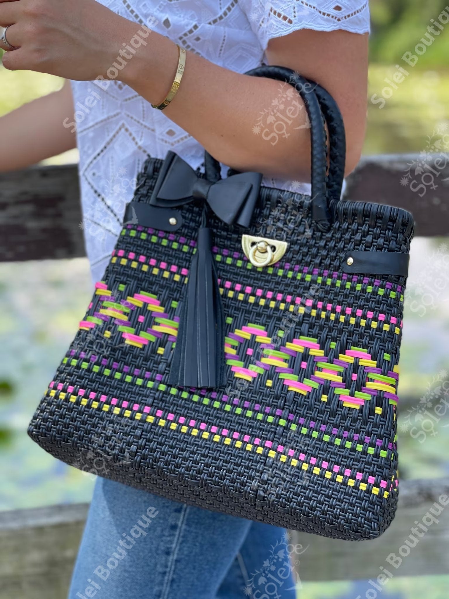Recycled Plastic Handmade Bag. Huichol Luxe - Solei Store