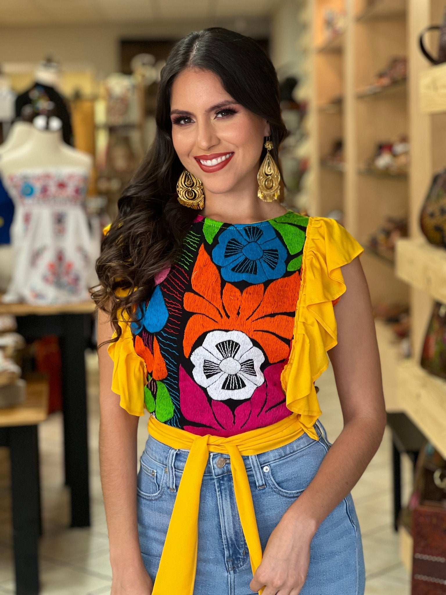 Ruffle Sleeve Crop Top. Layla Blouse. - Solei Store