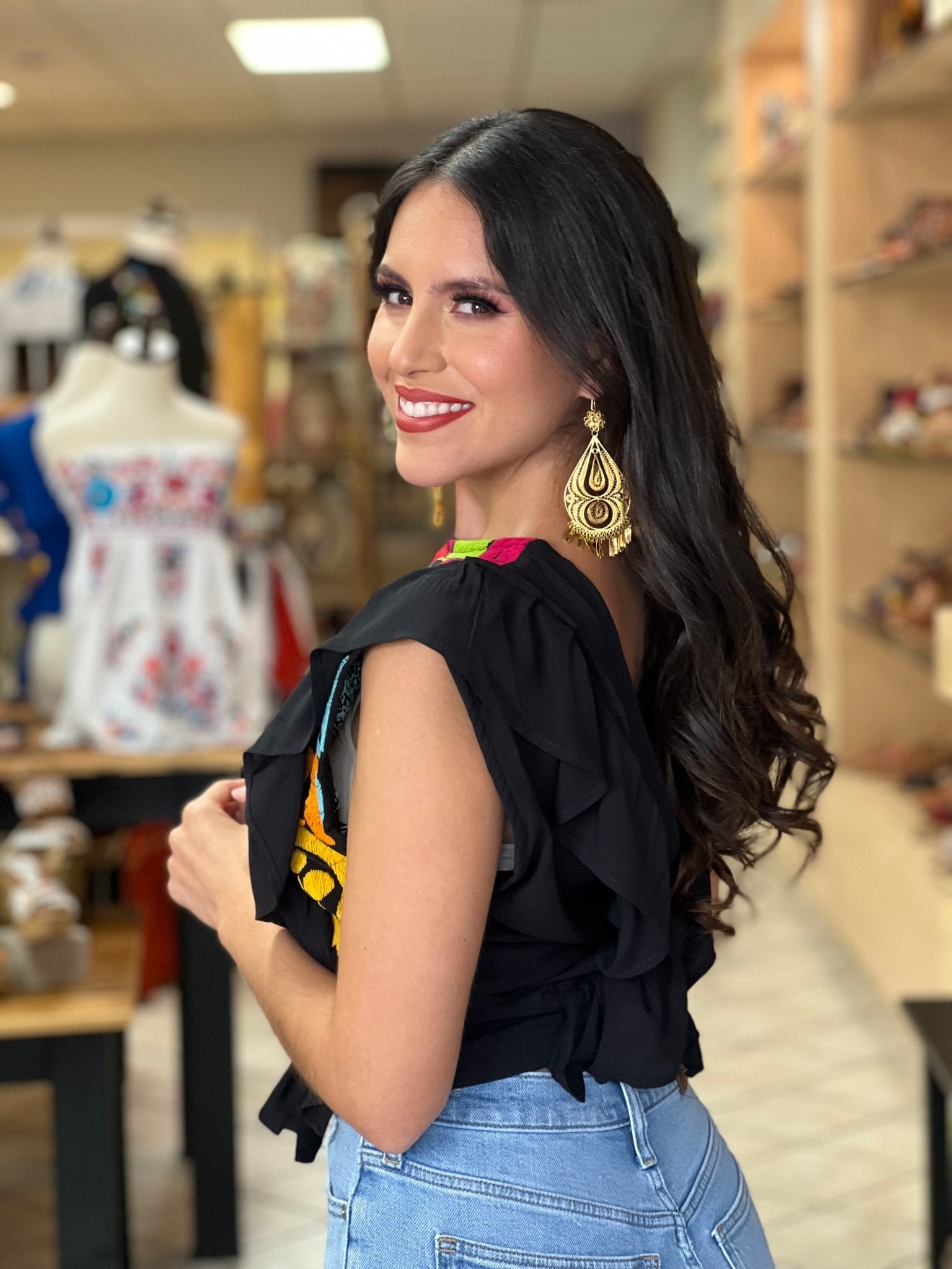 Ruffle Sleeve Crop Top. Layla Blouse. - Solei Store