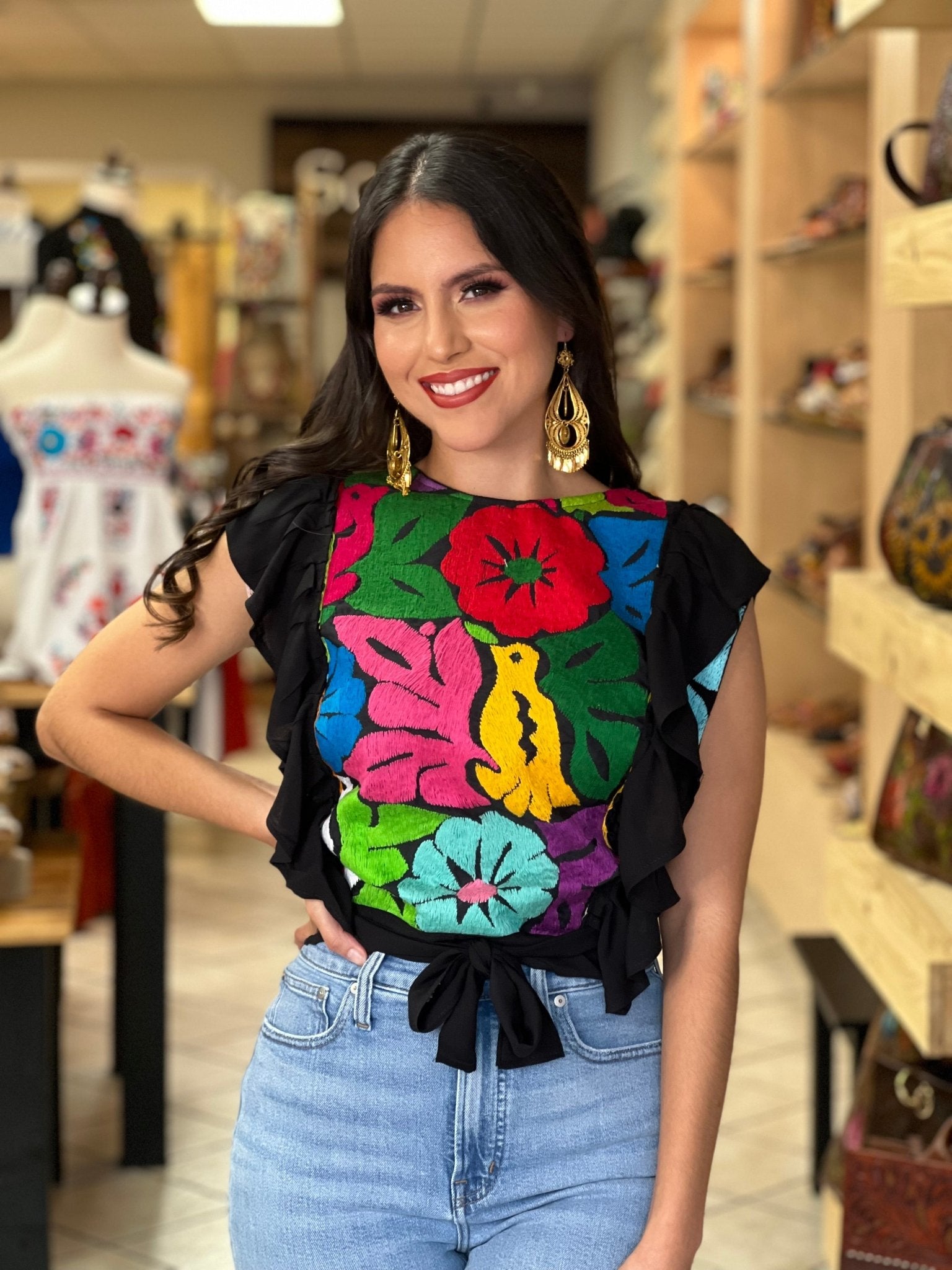 Ruffle Sleeve Crop Top. Layla Blouse. - Solei Store