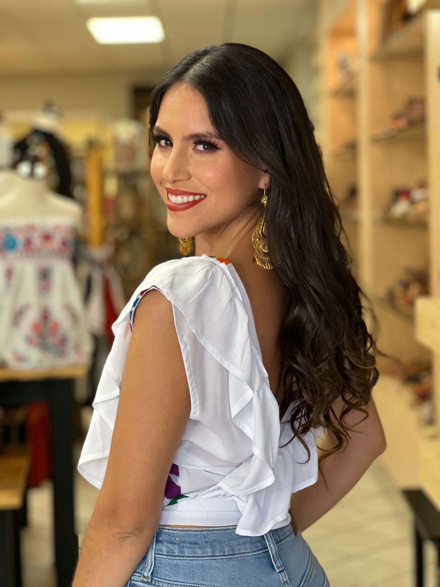 Ruffle Sleeve Crop Top. Layla Blouse. - Solei Store