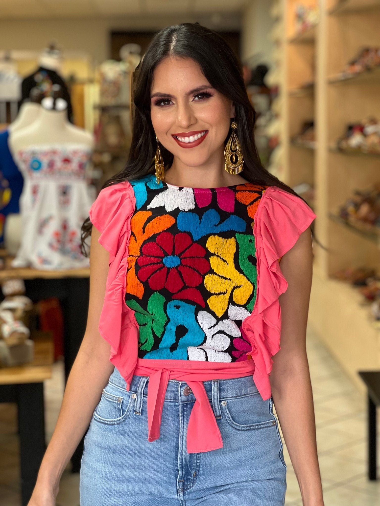 Ruffle Sleeve Crop Top. Layla Blouse. - Solei Store