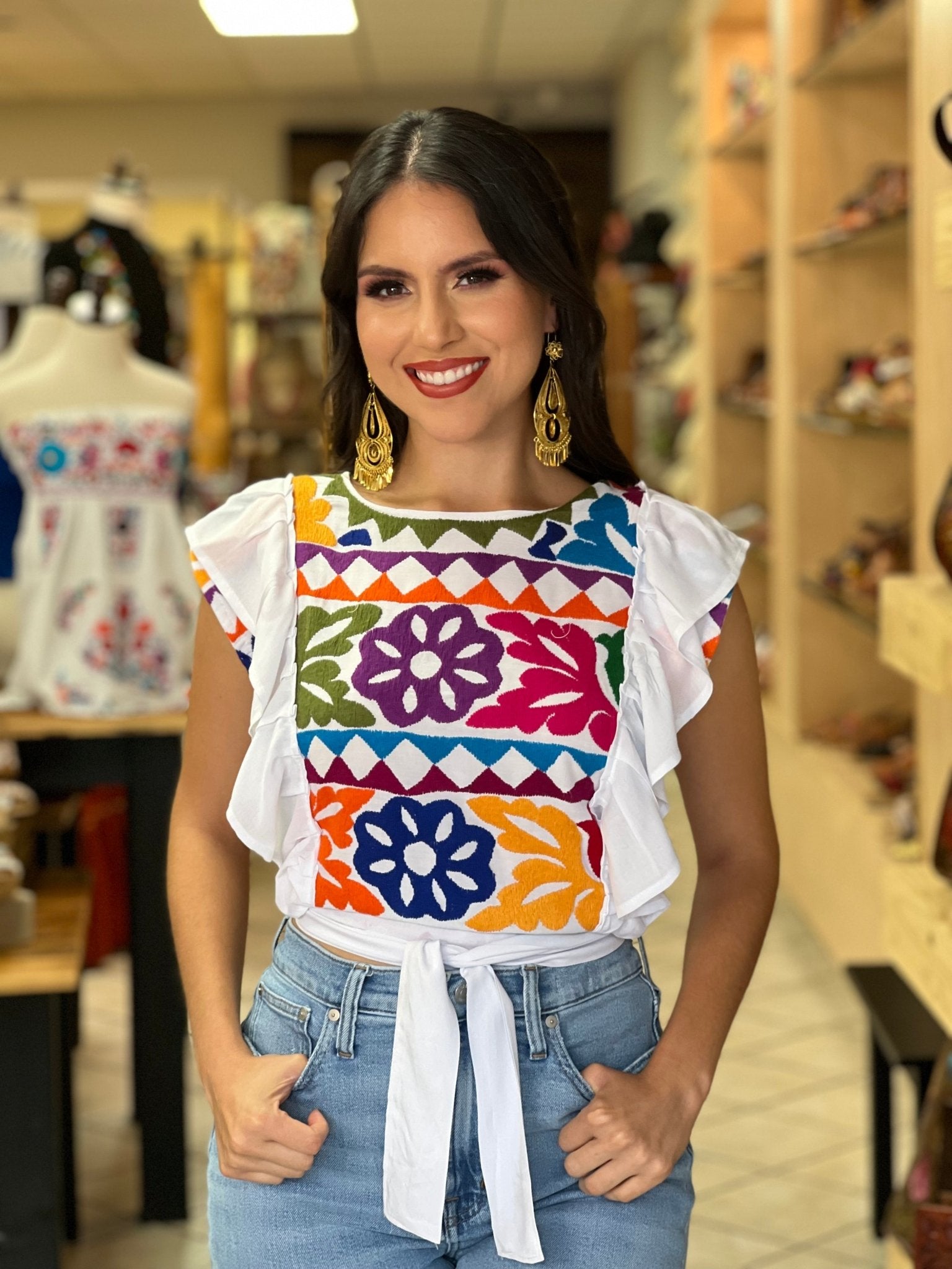 Ruffle Sleeve Crop Top. Layla Blouse. - Solei Store
