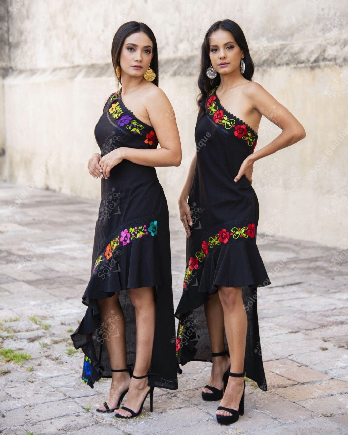 Ruffle Sleeve Floral Mexican Dress - Solei Store