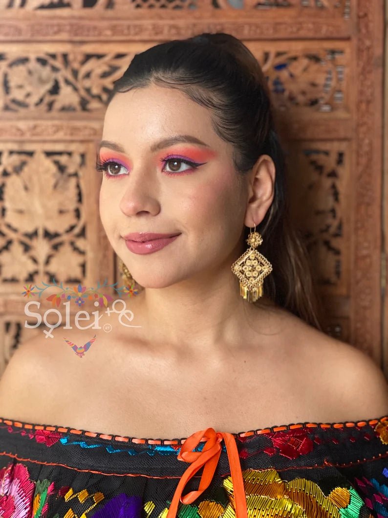 Square Filigree Earrings. Aretes Cuadrada. - Solei Store