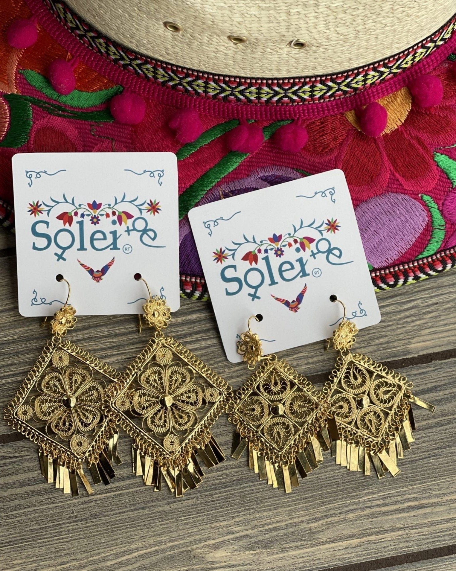 Square Filigree Earrings. Filigrana Cuadrada. - Solei Store
