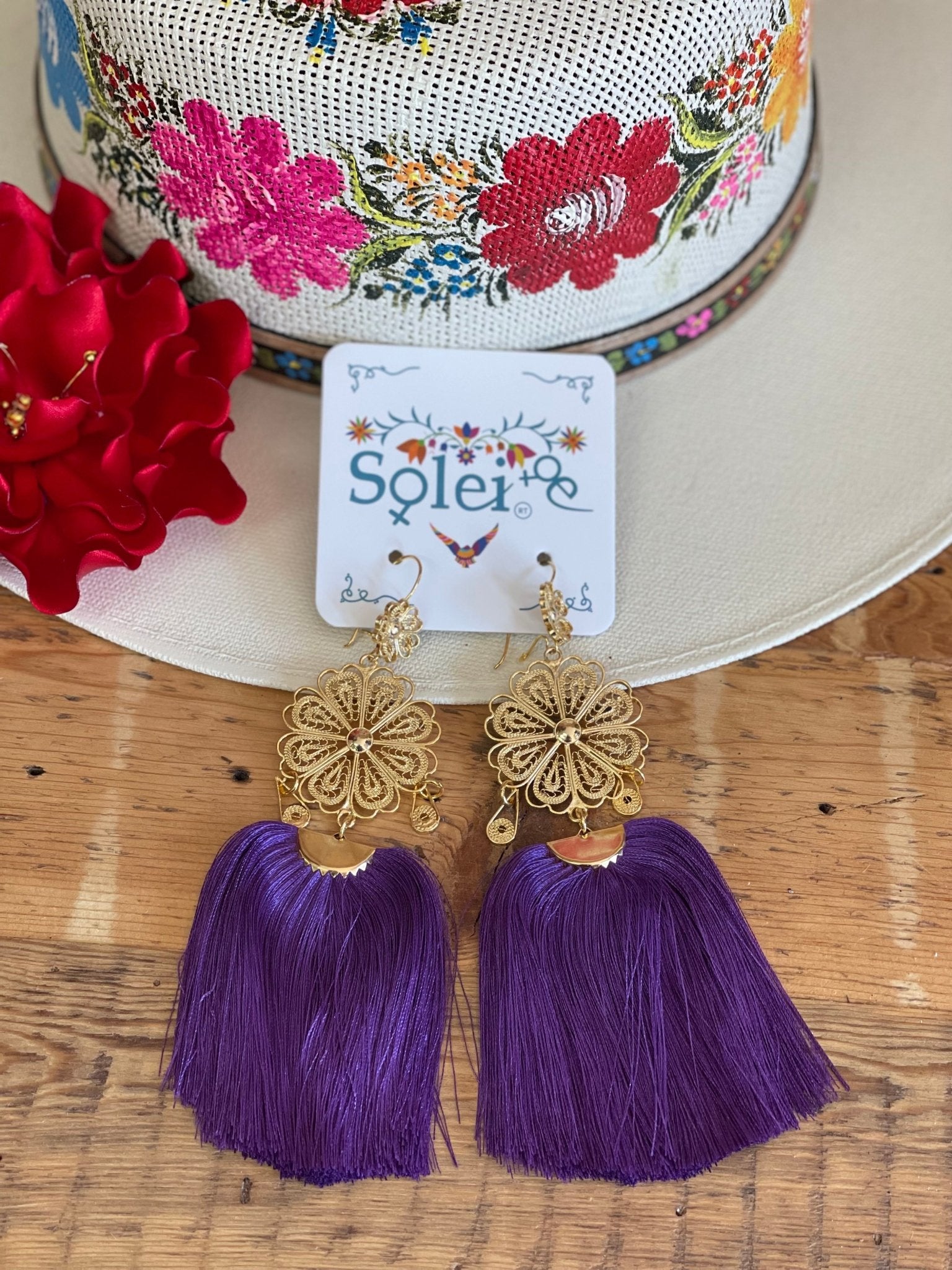 Traditional Filigree Tassel Drop Earrings. Aretes Flor Cascada. - Solei Store