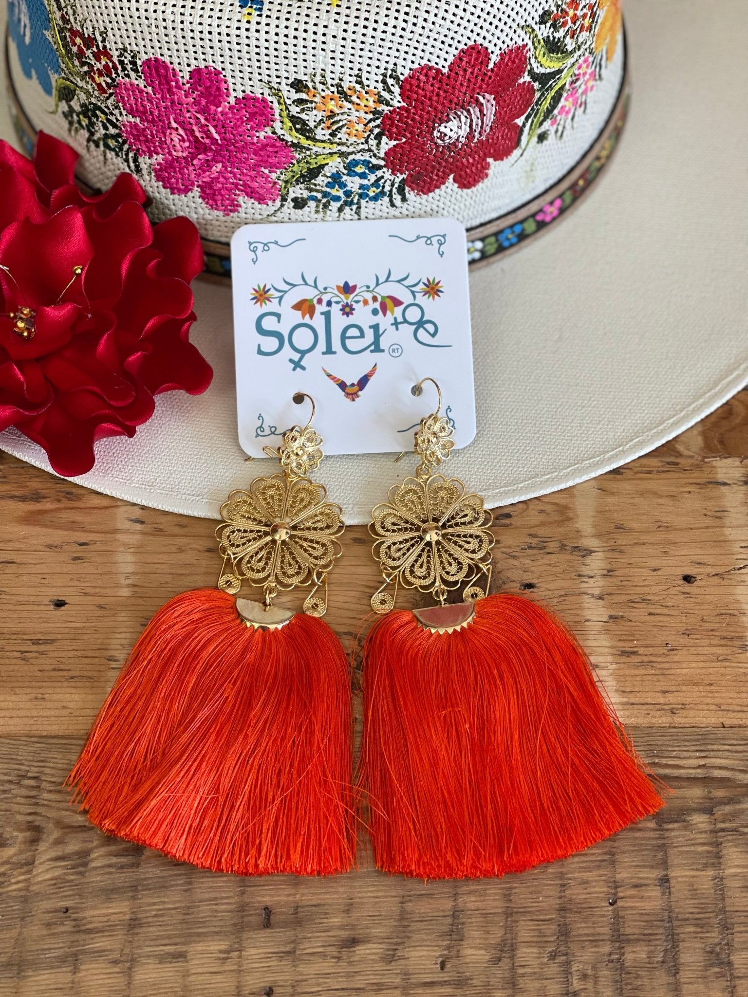 Traditional Filigree Tassel Drop Earrings. Aretes Flor Cascada. - Solei Store