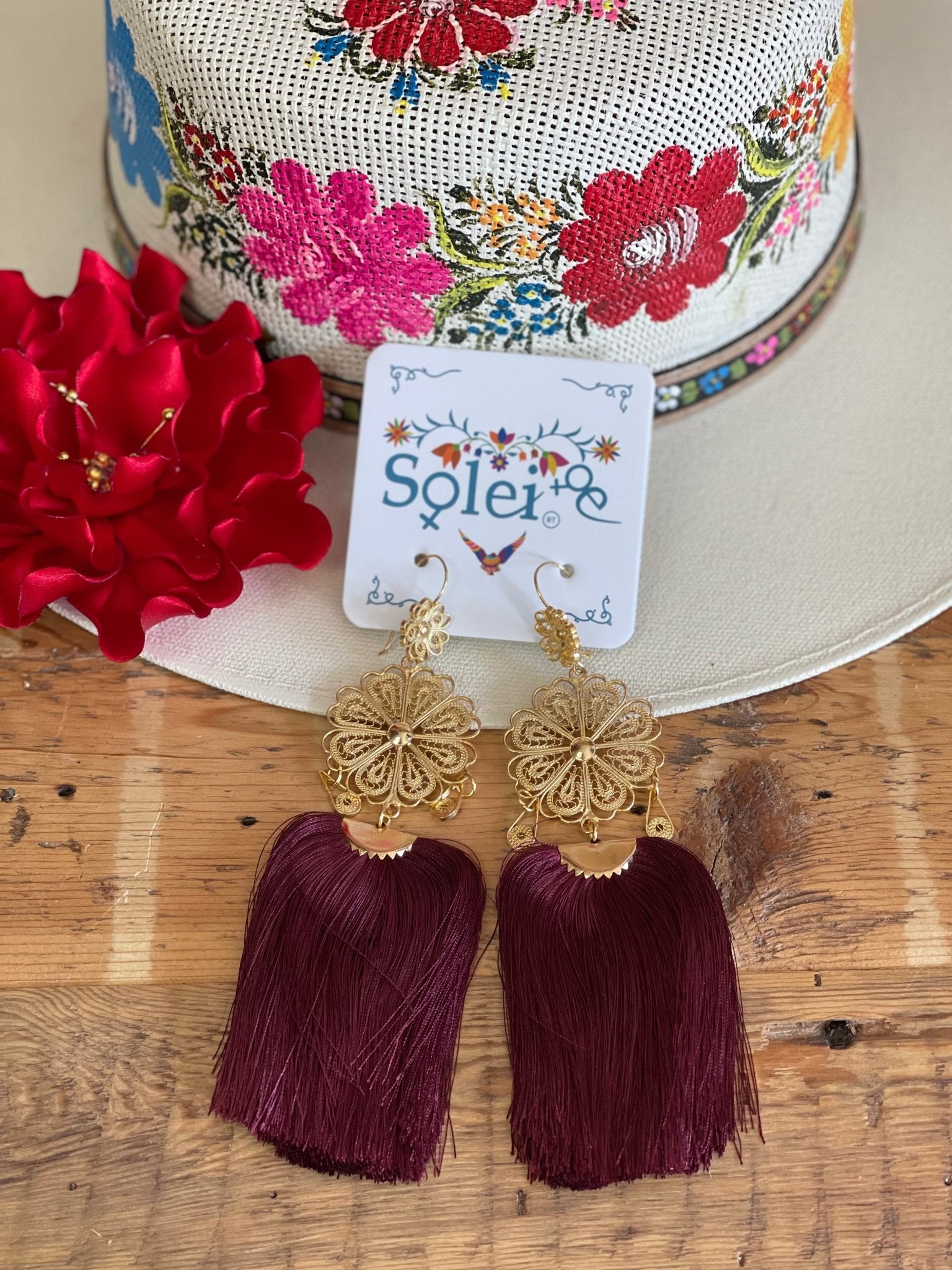 Traditional Filigree Tassel Drop Earrings. Aretes Flor Cascada. - Solei Store