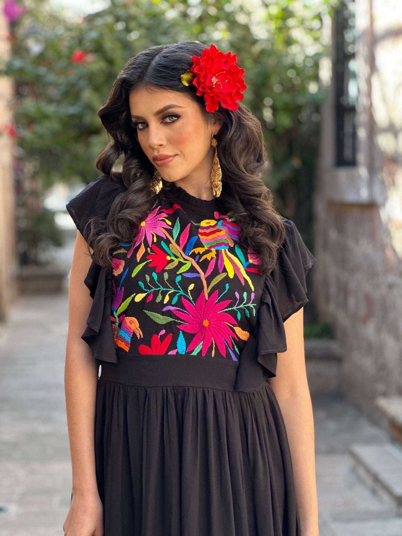 Traditional Hand Embroidered Mexican Dress. Layla Otomi Dress. - Solei Store