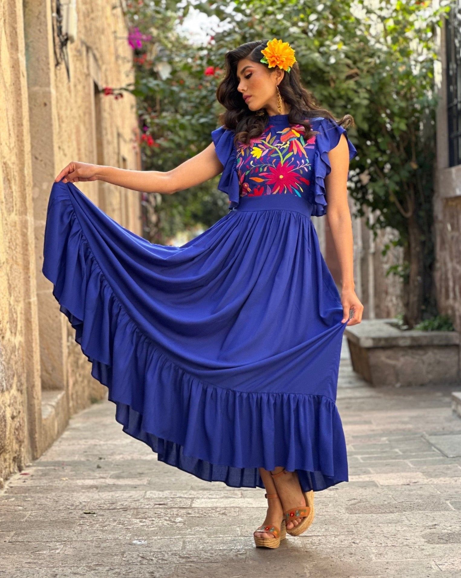 Traditional Hand Embroidered Mexican Dress. Layla Otomi Dress. - Solei Store