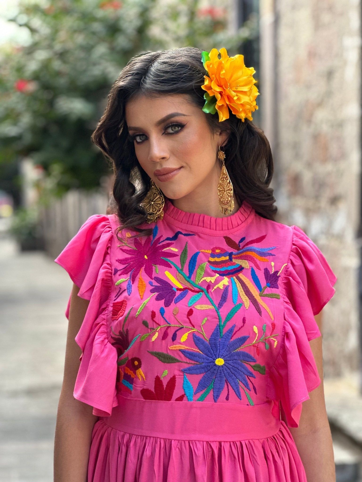 Traditional Hand Embroidered Mexican Dress. Layla Otomi Dress. - Solei Store