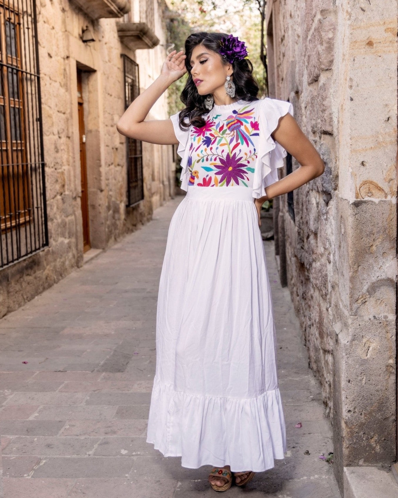 Traditional Hand Embroidered Mexican Dress. Layla Otomi Dress. - Solei Store