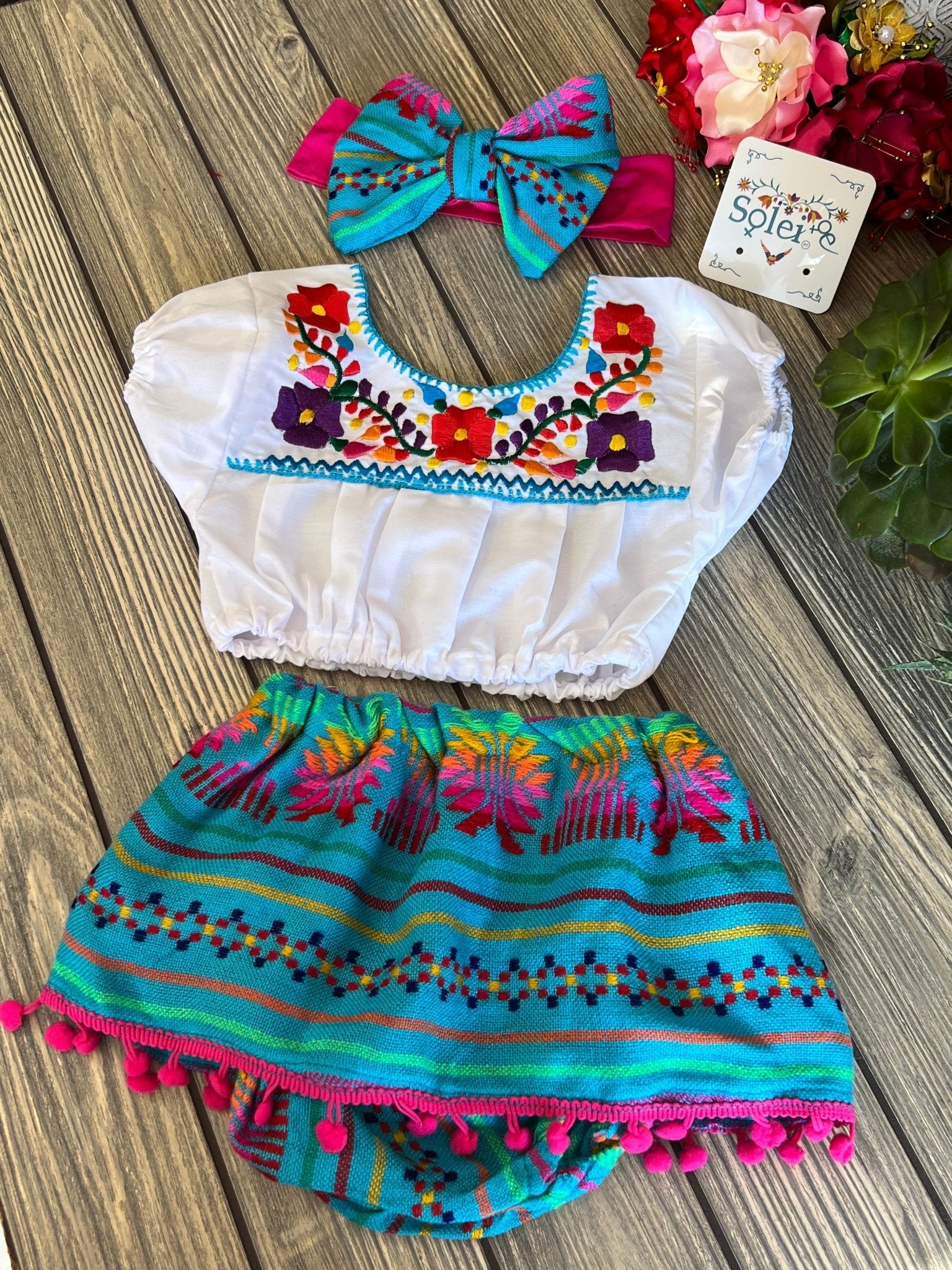 Traditional Mexican Baby Outfit. Set Paola. - Solei Store