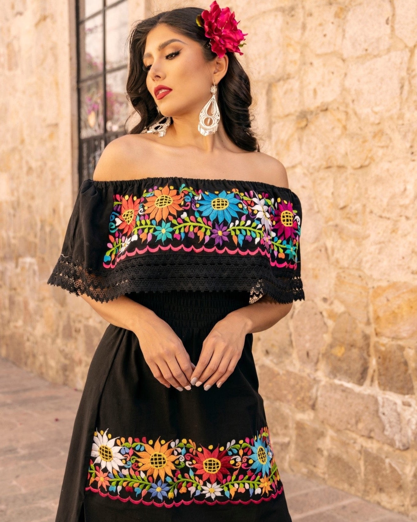 Traditional Mexican Embroidered Dress. Vestido Rocio. - Solei Store